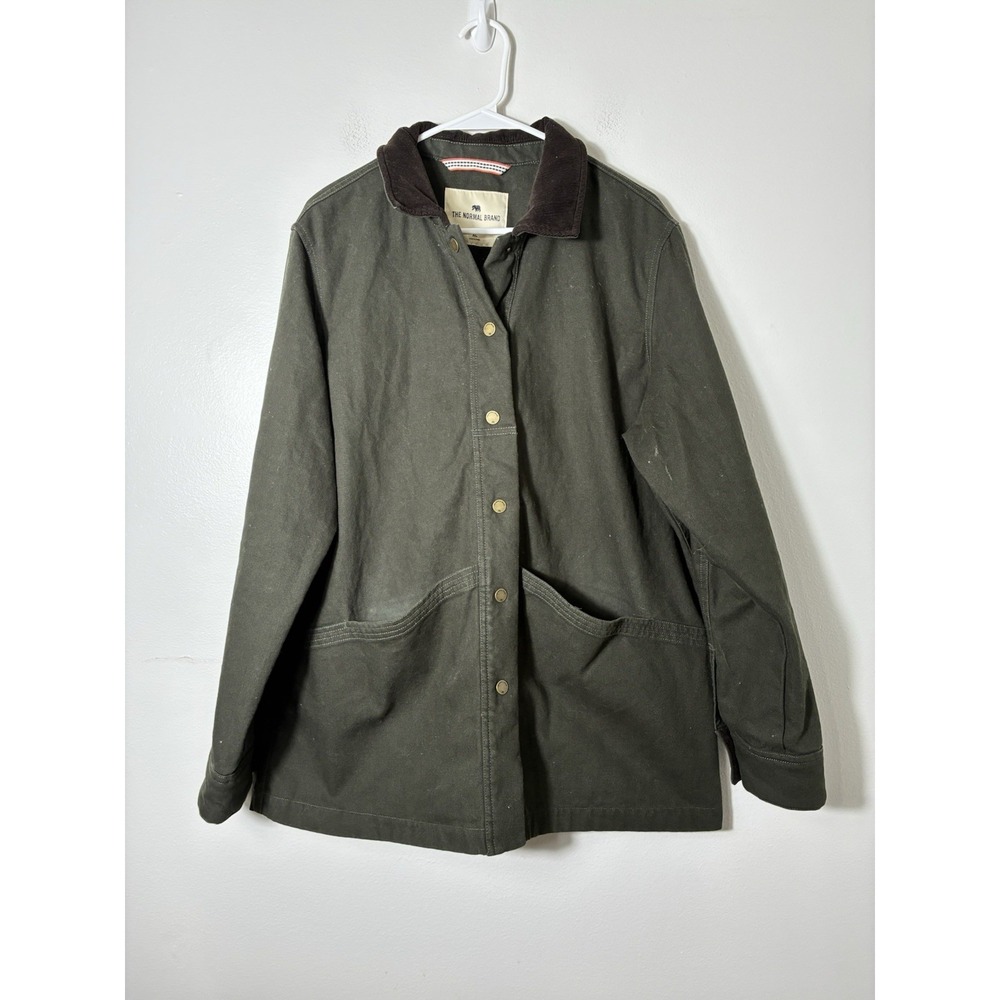 The Normal Brand Men's Barn/chore Coat XL Dark Green Corduroy Collar Cotton